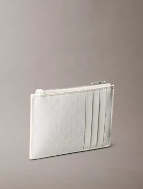 Porte-cartes à fermeture éclair sur le haut avec logo emblématique sur toute la surface