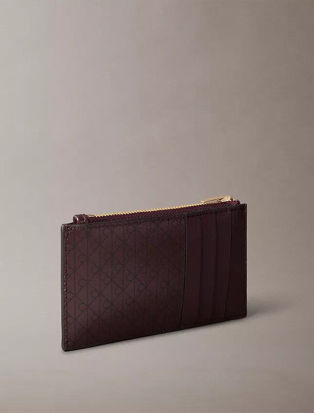 Porte-cartes à fermeture éclair sur le haut avec logo emblématique sur toute la surface Porte-cartes à fermeture éclair sur le haut avec logo emblématique sur toute la surface