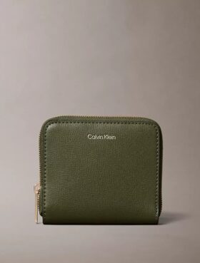 Portefeuille carré à fermeture éclair avec logo en feuille métallique