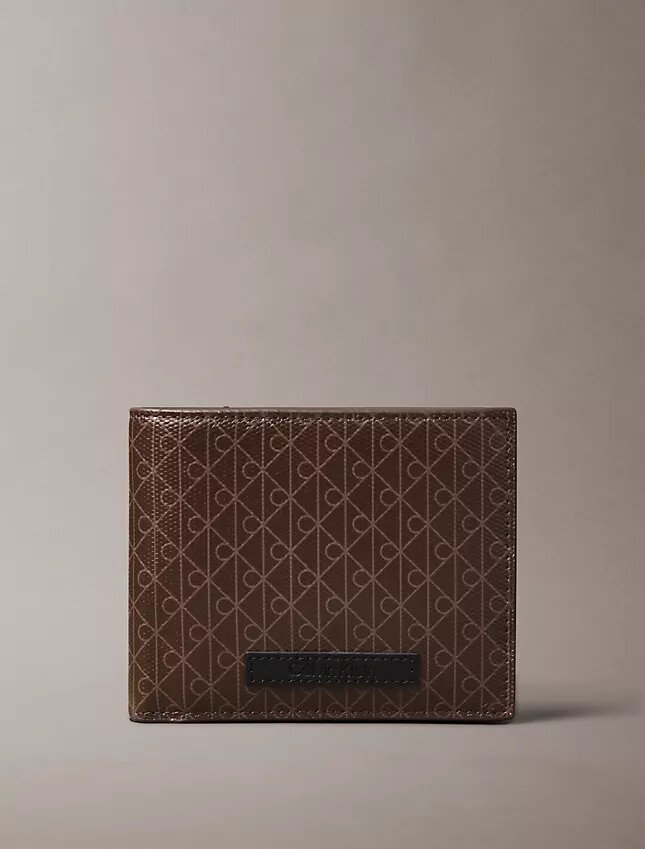 Portefeuille à deux volets avec logo emblématique sur toute la surface et pochette à monnaie Portefeuille à deux volets avec logo emblématique sur toute la surface et pochette à monnaie