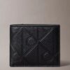 Portefeuille à deux volets avec logo en relief et pochette à monnaie Portefeuille à deux volets avec logo en relief et pochette à monnaie