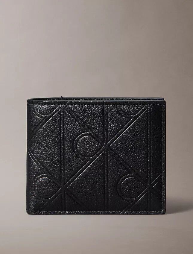 Portefeuille à deux volets avec logo en relief et pochette à monnaie Portefeuille à deux volets avec logo en relief et pochette à monnaie