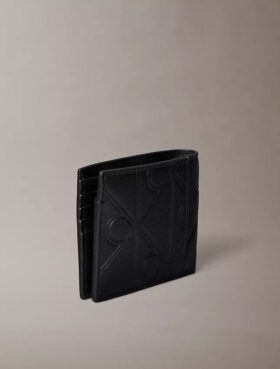 Portefeuille à deux volets avec logo en relief et pochette à monnaie