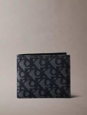 Portefeuille à deux volets avec monogramme sur toute la surface