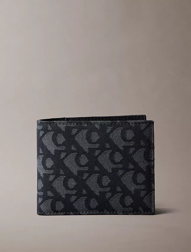 Portefeuille à deux volets avec monogramme sur toute la surface Portefeuille à deux volets avec monogramme sur toute la surface