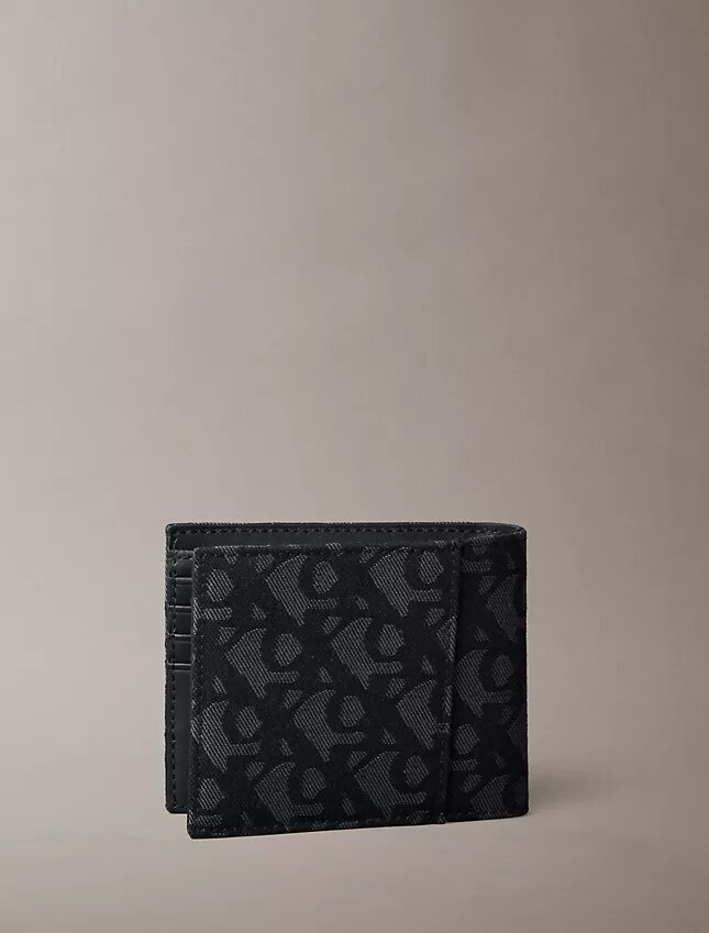 Portefeuille à deux volets avec monogramme sur toute la surface Portefeuille à deux volets avec monogramme sur toute la surface