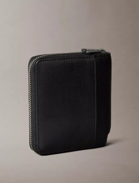 Portefeuille à deux volets en cuir avec fermeture à glissière