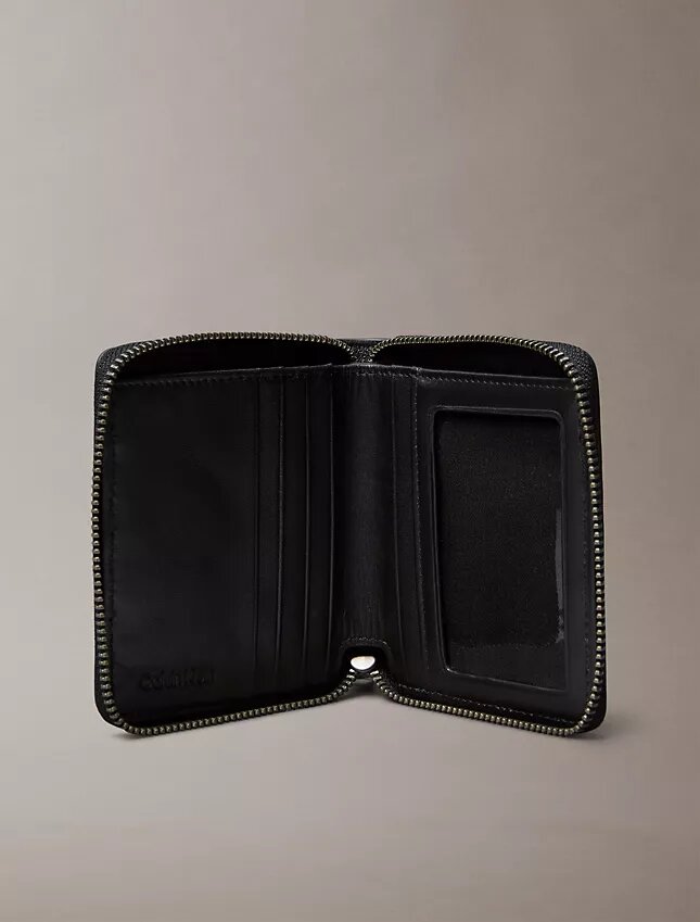 Portefeuille à deux volets en cuir avec fermeture à glissière Portefeuille à deux volets en cuir avec fermeture à glissière