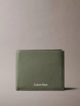 Portefeuille à deux volets en cuir grainé
