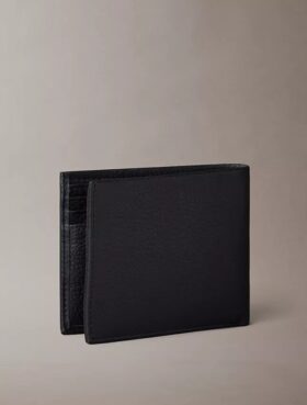 Portefeuille à deux volets en cuir grainé