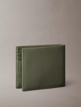 Portefeuille à deux volets en cuir grainé