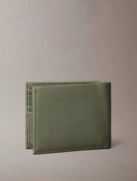 Portefeuille à deux volets en cuir grainé avec poche à monnaie