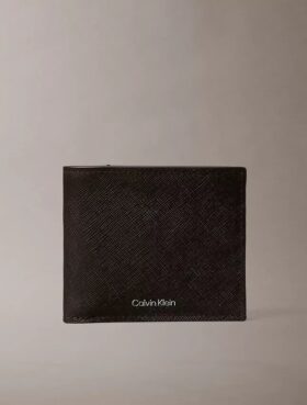 Portefeuille à deux volets en cuir Saffiano raffiné
