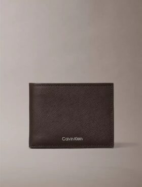 Portefeuille à deux volets en cuir Saffiano raffiné