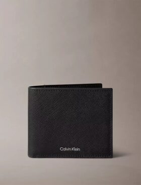Portefeuille à deux volets en cuir Saffiano raffiné