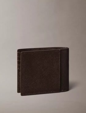 Portefeuille à deux volets en cuir Saffiano raffiné