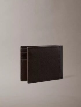 Portefeuille à deux volets en cuir Saffiano raffiné