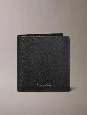 Portefeuille à deux volets fin avec logo estampé à chaud