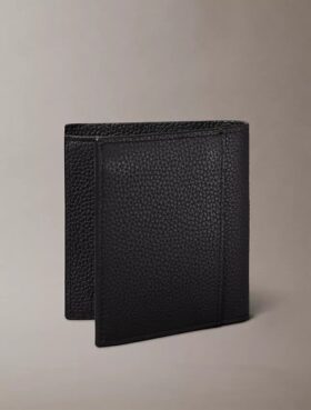 Portefeuille à deux volets fin avec logo estampé à chaud