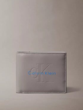 Portefeuille à deux volets Monologo gaufré avec poche à monnaie