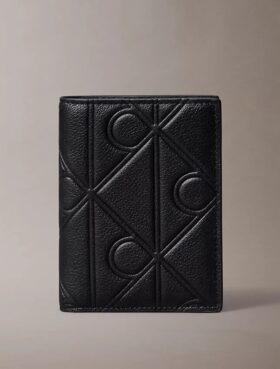 Portefeuille fin à deux volets avec logo en relief Portefeuille fin à deux volets avec logo en relief