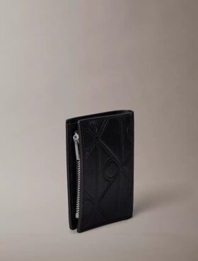 Portefeuille fin à deux volets avec logo en relief Portefeuille fin à deux volets avec logo en relief