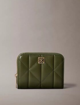 Portefeuille à rabat zippé avec logo matelassé