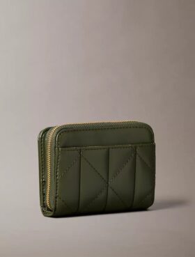 Portefeuille à rabat zippé avec logo matelassé