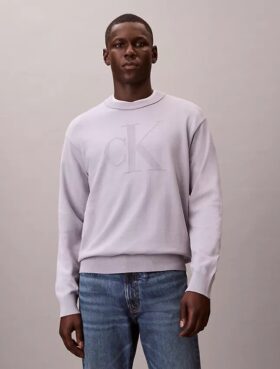 Pull ample en coton lisse avec Monogram