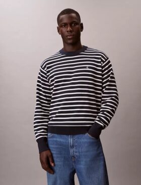 Pull ample à rayures en coton lisse