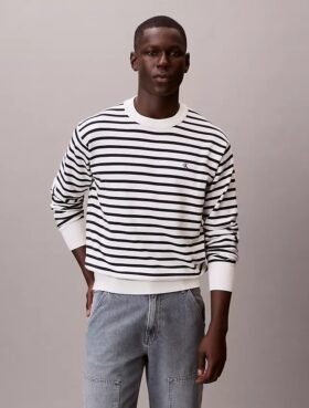 Pull ample à rayures en coton lisse