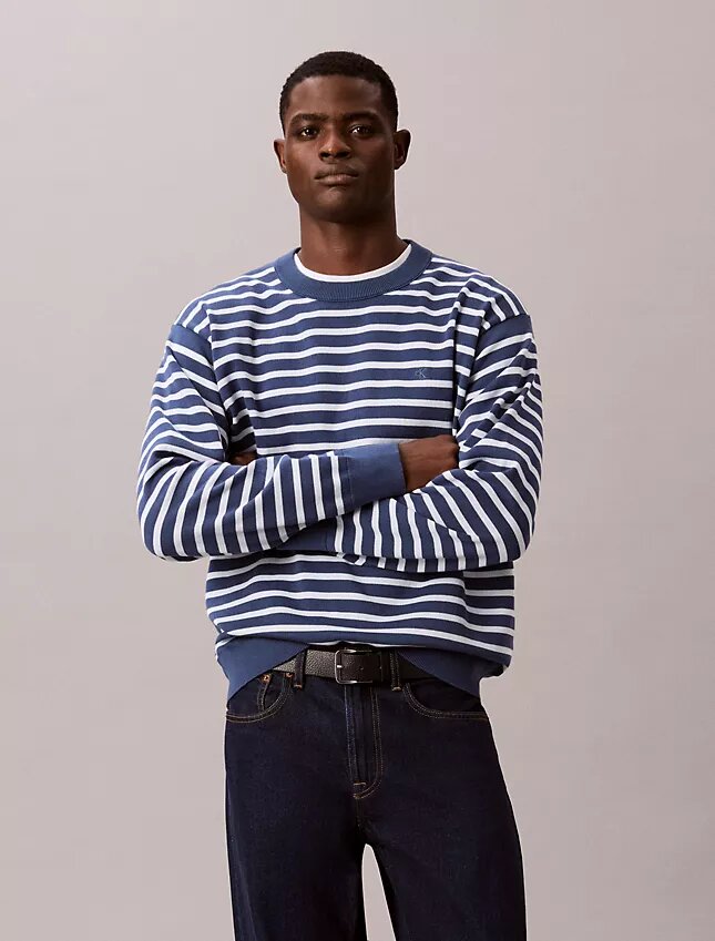 Pull ample à rayures en coton lisse Pull ample à rayures en coton lisse