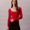 Pull classique à encolure dégagée en coton mélangé