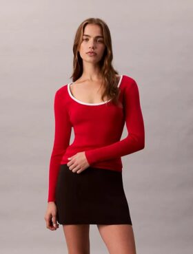 Pull classique à encolure dégagée en coton mélangé Pull classique à encolure dégagée en coton mélangé