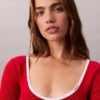 Pull classique à encolure dégagée en coton mélangé