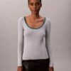 Pull classique à encolure dégagée en coton mélangé