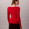 Pull classique à encolure dégagée en coton mélangé