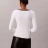 Pull classique à encolure dégagée en coton mélangé Pull classique à encolure dégagée en coton mélangé
