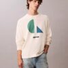 Pull classique à motif graphique et logo color block Pull classique à motif graphique et logo color block