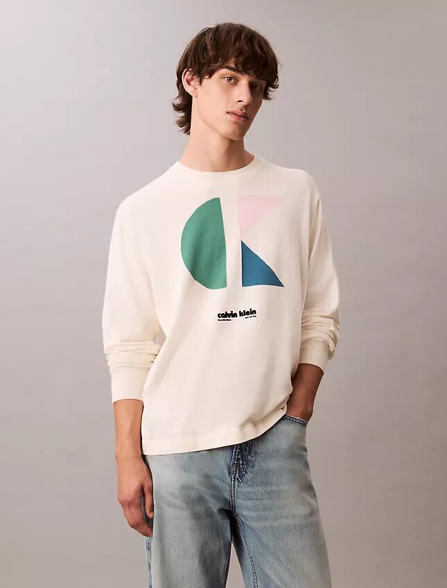 Pull classique à motif graphique et logo color block Pull classique à motif graphique et logo color block