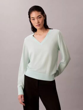 Pull à col en V en laine mérinos