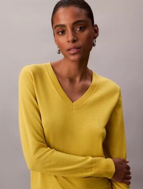 Pull à col en V en laine mérinos