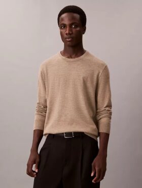 Pull à col rond en mélange de mérinos extra-fin