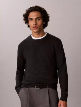 Pull à col rond en mélange de mérinos extra-fin