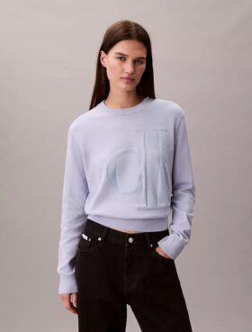 Pull en chenille de coton lisse avec Monogram