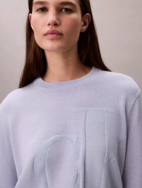 Pull en chenille de coton lisse avec Monogram