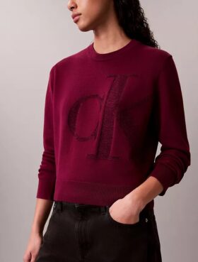 Pull en chenille de coton lisse avec Monogram