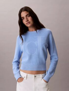 Pull en coton lisse avec Monogram