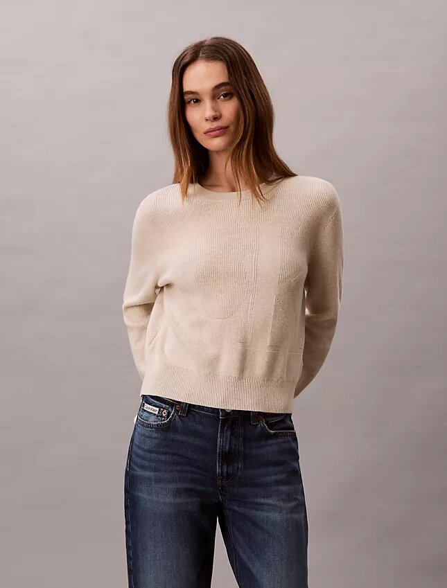 Pull en coton lisse avec Monogram Pull en coton lisse avec Monogram