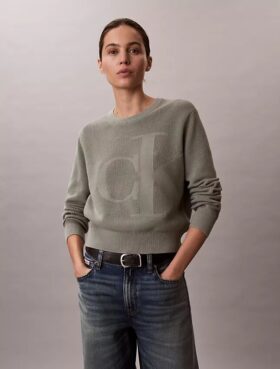 Pull en coton lisse avec Monogram